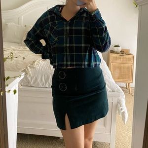 Corduroy Green Skirt Forever 21 Slit